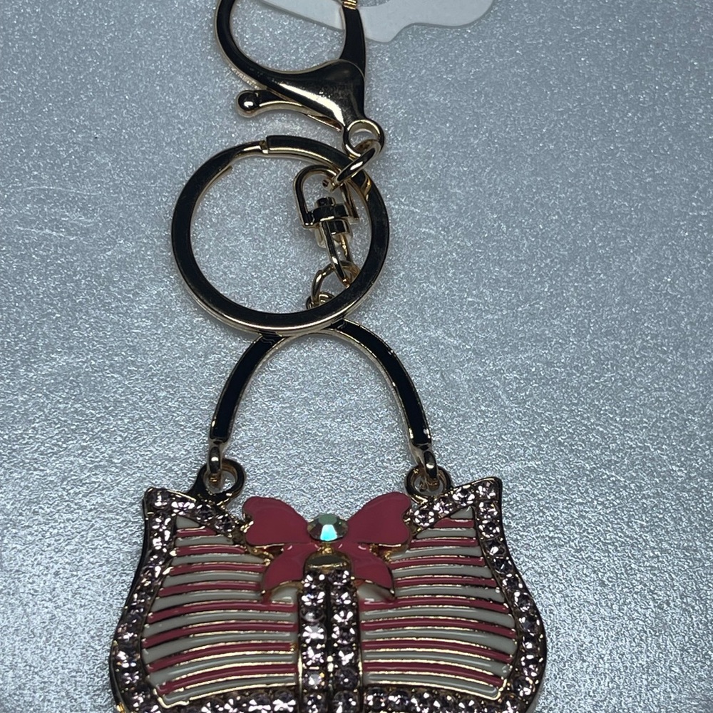 Chic Pink and Gold Bow Key Holder